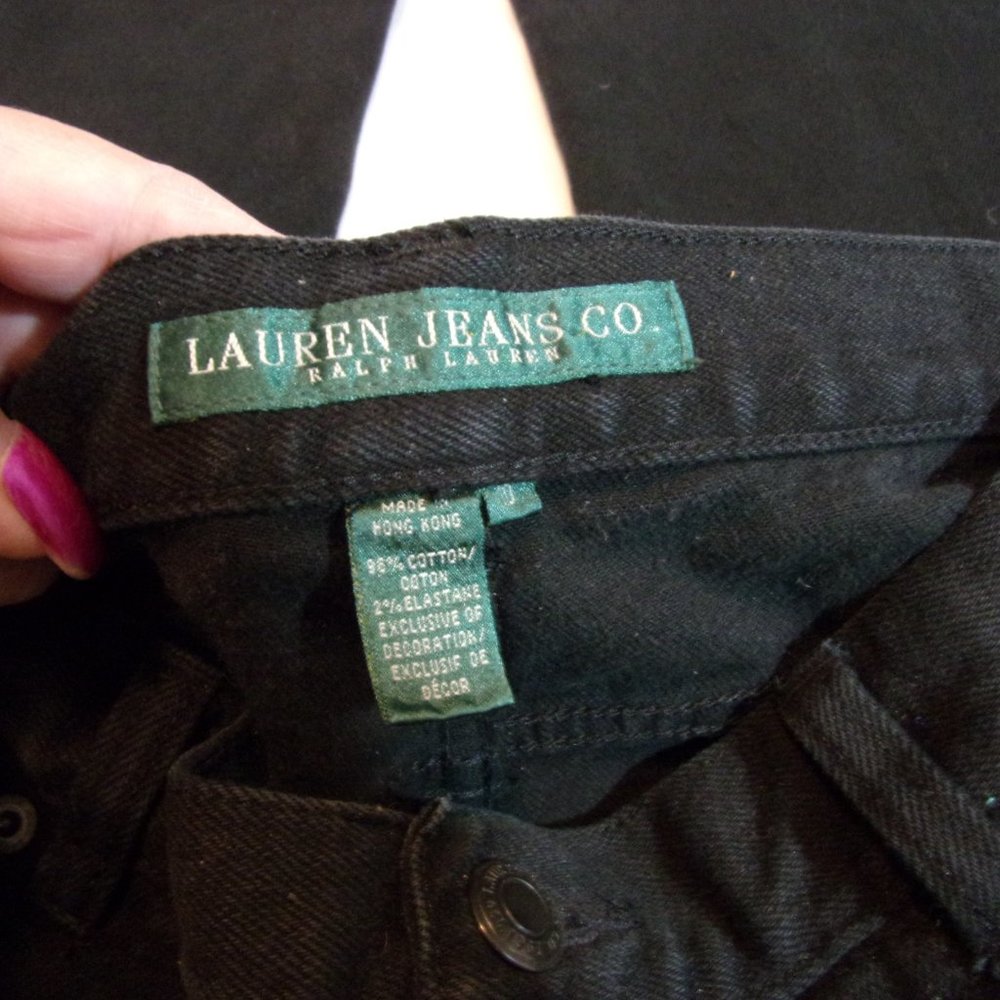 Ralph Lauren Black Jeans Black Lace Beads Size 10